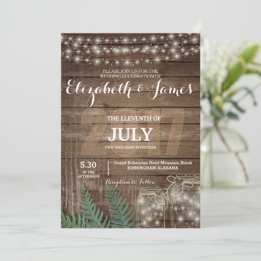 Invitations rustiques personnalisables de mariage (Debout devant)