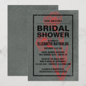 Invitations Rustiques Red & Black Bridal Showback (Devant / Derrière)