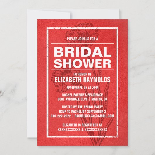 Invitations Rustiques Red Bridal Show (Devant)