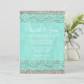 Invitations rustiques turquoises de mariage de (Debout devant)
