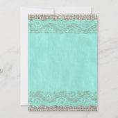 Invitations rustiques turquoises de mariage de (Dos)