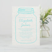 Invitations rustiques turquoises de mariage de pot (Debout devant)