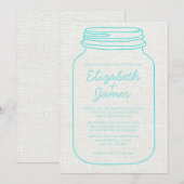 Invitations rustiques turquoises de mariage de pot (Devant / Derrière)