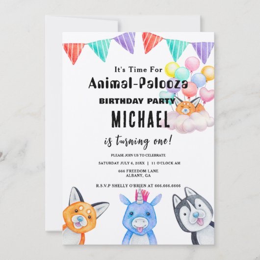 Invitations Safari Party - Appelez Tous Les Animau (Devant)