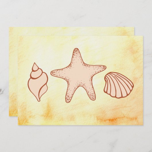 Invitations Seashell Beach (Devant / Derrière)