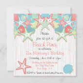 Invitations Seashell Beach Party (Devant)