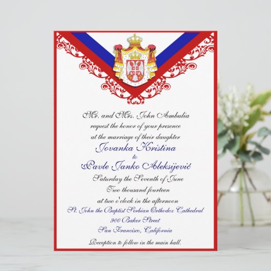 Invitations serbes faites sur commande de mariage (Debout devant)