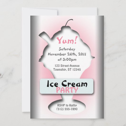 Invitations Silhouette de la crème glacée (Devant)