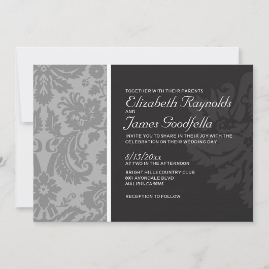 Invitations Silver Mariage damassé (Devant)