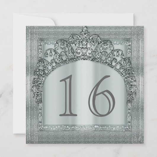 Invitations Silver Tiara Crown & Diamond Bling (Dos)