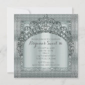Invitations Silver Tiara Crown & Diamond Bling (Devant)