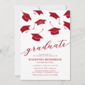 Invitations simple moderne Red Graduation Party (Devant)