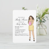 Invitations simple rose bébé fille douche (Debout devant)