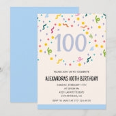 Invitations simples 100e anniversaire Confetti Mod (Devant / Derrière)