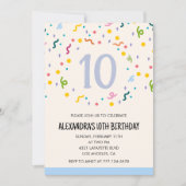 Invitations simples 10e anniversaire Confetti Mode (Devant)