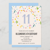 Invitations simples 11e anniversaire Confetti Mode (Devant / Derrière)
