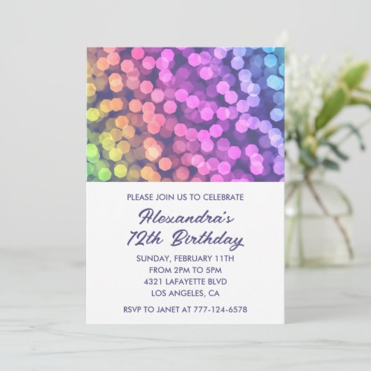 Invitations simples 12e anniversaire Confetti Rain (Debout devant)