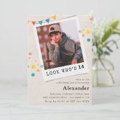 Invitations simples 14e anniversaire Boy Photo (Debout devant)