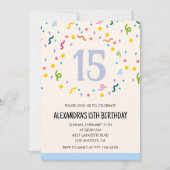 Invitations simples 15e anniversaire Confetti Mode (Devant)