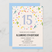 Invitations simples 15e anniversaire Confetti Mode (Devant / Derrière)