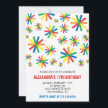 Invitations simples 17ème anniversaire Confetti<br><div class="desc">Invitations simples 17ème anniversaire Confetti calligraphie typographie jalon classique élégant coloré féminin</div>