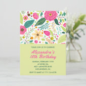 Invitations simples 18e anniversaire Floral Colorf (Debout devant)