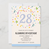 Invitations simples 28e anniversaire Confetti Mode (Devant)