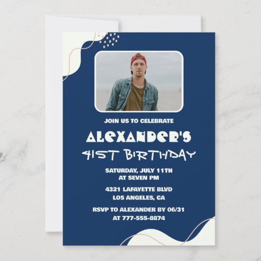 Invitations simples 41e anniversaire Hommes Photo  (Devant)