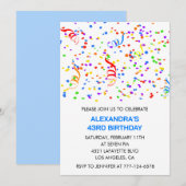 Invitations simples 43e anniversaire Confetti Rain (Devant / Derrière)