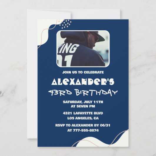 Invitations simples 43e anniversaire Hommes Photo  (Devant)