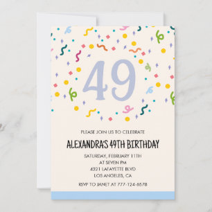 Invitations simples 49e anniversaire Confetti Mode