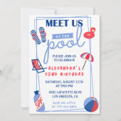 Invitations simples 52e anniversaire Pool Party ét (Devant)