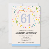 Invitations simples 61e anniversaire Confetti Mode (Devant)