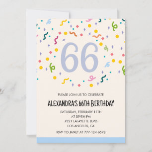 Invitations simples 66e anniversaire Confetti Mode
