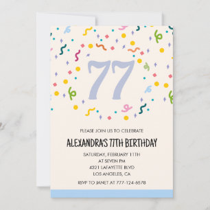 Invitations simples 77e anniversaire Confetti Mode