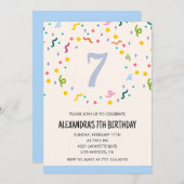 Invitations simples 7 ans Confetti Modern (Devant / Derrière)