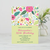 Invitations simples 90e anniversaire Floral Colorf (Debout devant)