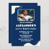 Invitations simples à 10e anniversaire Boy Photo N (Devant / Derrière)