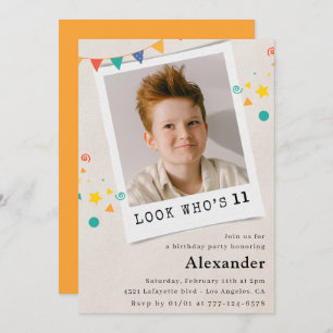 Invitations simples à 11e anniversaire Boy Photo