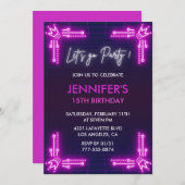 Invitations simples à 15e anniversaire Modern Pink (Devant / Derrière)