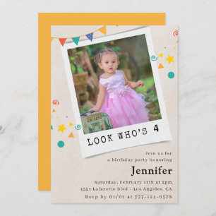 Invitations simples à 4 ans Girl Orange Photo