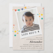 Invitations simples à 4 ans Photo bleue (Devant)