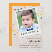 Invitations simples à 5 ans Boy Photo