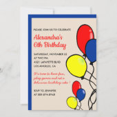 Invitations simples à 6 ans Ballons (Devant)