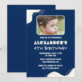 Invitations simples à 6 ans Boy Photo Navy (Devant / Derrière)