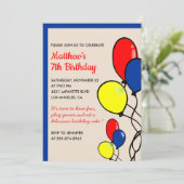 Invitations simples à 7 ans Ballons Boy (Debout devant)