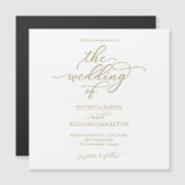 Invitations simples Chic Gold et White Wedding (Devant / Derrière)