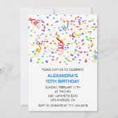 Invitations simples d'anniversaire 10 ans Confetti (Devant)
