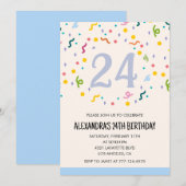 Invitations simples d'anniversaire 24 Confetti Mod (Devant / Derrière)