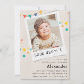 Invitations simples de 1er anniversaire Boy Photo (Devant)
